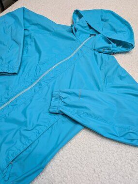 Columbia Women’s Blue Hooded Windbreaker Rain Jacket Size Large Lightweight